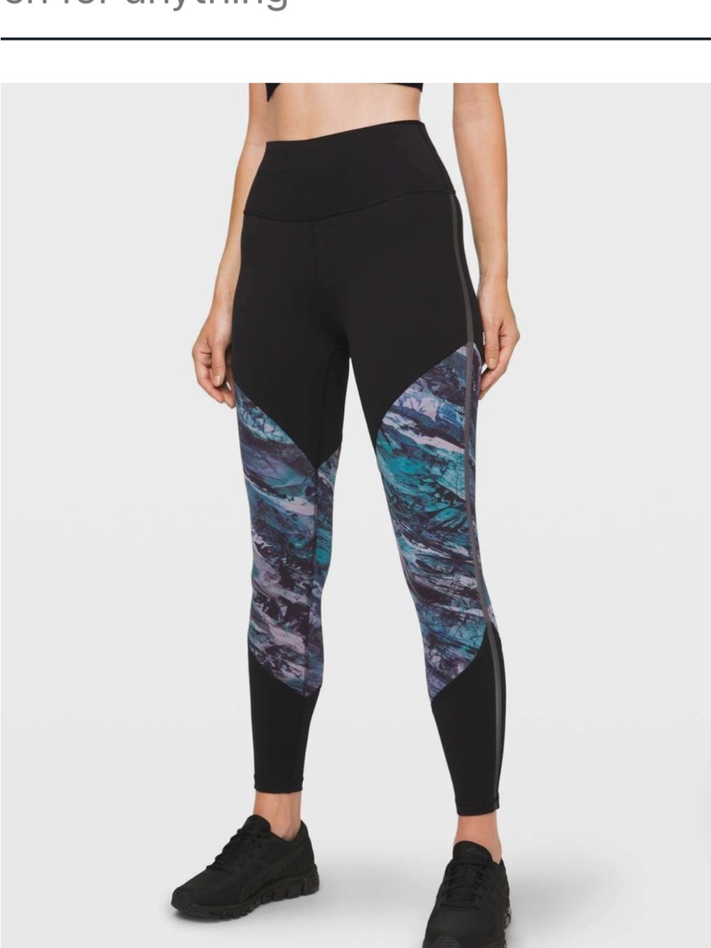 lululemon athletica Black Leggings with Blue Marble Panels